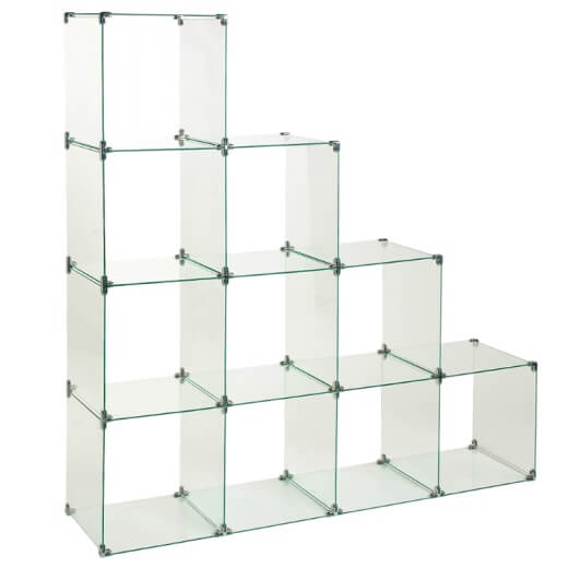 Staggered 10 Glass Cube Display - Uni-Shop Staggered 10 Glass Cube Display