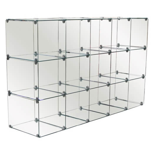 15 Glass Cube Display Shelves - Uni-Shop 15 Glass Cube Display Shelves