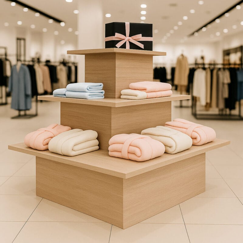 Aurora Oak 3-Tiered Rectangular Display Island