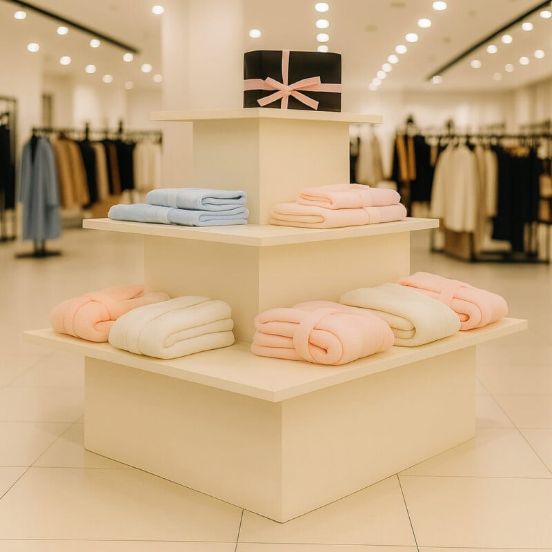 Cream 3 Tier Rectangular Island Retail Display - Uni-Shop Cream 3 Tier Rectangular Island Retail Display