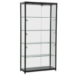 Empty black aluminium glass display cabinet