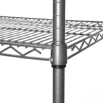 Close up of chrome wire shelving