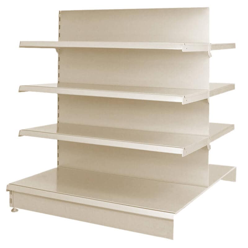 Double Sided Shelving Unit in Cream - Uni-Shop Double Sided Shelving Unit in Cream