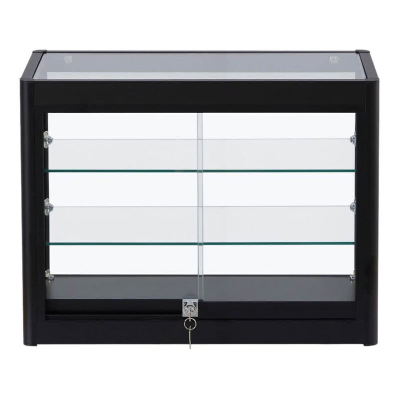 Countertop Glass Showcase Black front view (Medium)