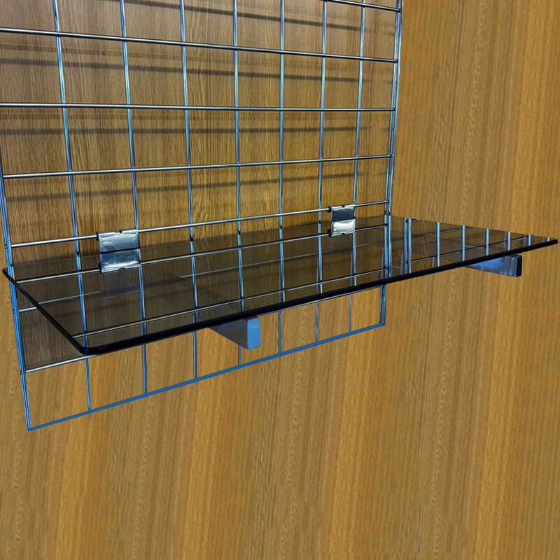 Tinted Gridwall Glass Shelves - Uni-Shop Tinted Gridwall Glass Shelves