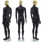 Male Gold Egg Head Mannequin Matt Black Rear