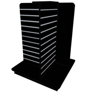 Slatwall 4-Way Gondola in a Black Finish with Aluminium Inserts