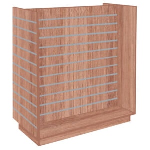 Slatwall H-Shaped Gondola in Denver Oak Finish with Aluminium Inserts