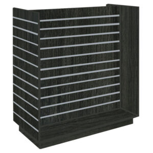 Slatwall H-Shaped Gondola in Jet Oak with Aluminium Inserts
