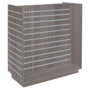Slatwall H-Shaped Gondola in Pino Grey with Aluminium Inserts