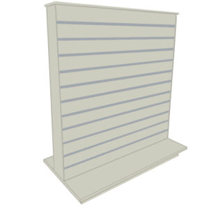 Slimline Slatwall Display Gondola in a Grey Finish with Aluminium Inserts