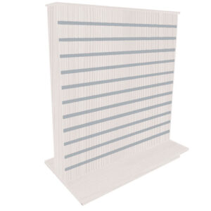 Slimline Slatwall Display Gondola in a Pino White Finish with Aluminium Inserts