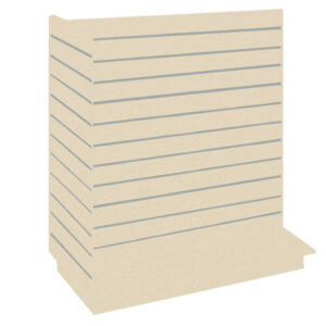 T-Shaped Slatwall Gondola Display in Cream finish with Light Grey PVC Inserts