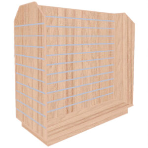 Slatwall Tombstone H-Shaped Gondola in Aurora Oak with Aluminium Inserts