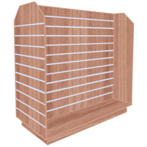 Slatwall Tombstone H-Shaped Gondola in Denver Oak with Aluminium Inserts