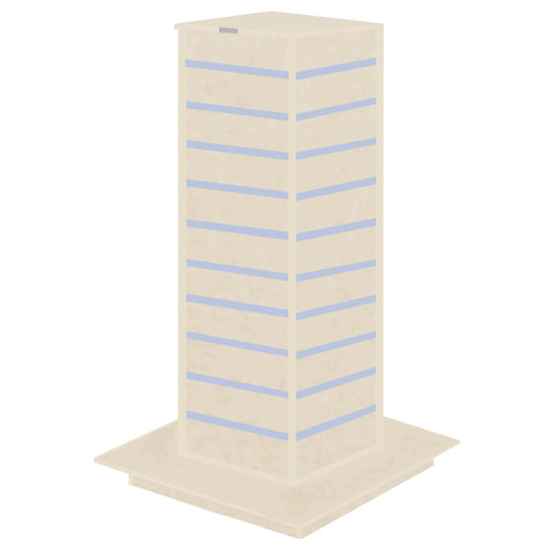 Cream Slatwall Gondola Tower with Aluminium Inserts - Uni-Shop Cream Slatwall Gondola Tower with Aluminium Inserts